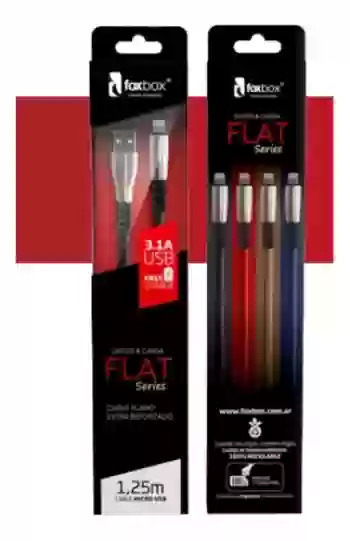 Cable cargador foxbox Flat Micro USB Negro