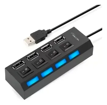 HUB ADAPTADOR USB 2.0 4 EN 1 C/SWICH Y LED NM-AC08 NETMAK