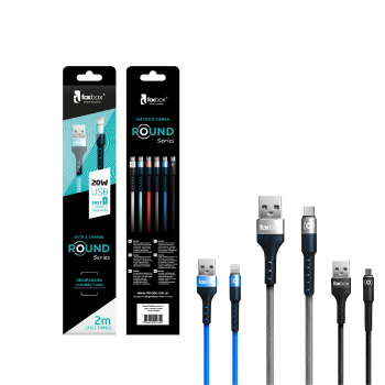 Cable cargador foxbox Round Series azul Type C 2m
