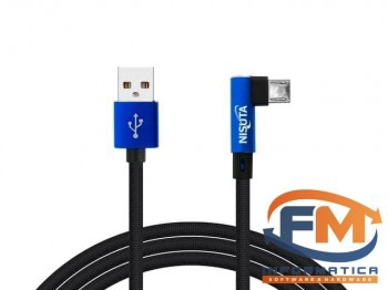 Cable micro USB de 1m de 2.4A con conector a 90° y malla de tela