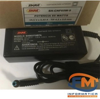 CARGADOR NOTEBOOK SH-CNF65W-9 HP/DELL / COMPAQ 19,5V/3,33A - 4.5 X 3.0 MM