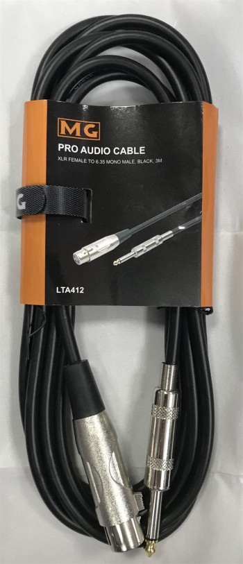 VAPEX PRO AUDIO CABLE XLR FEMALE TO 6.35 MONO BLACK 3M