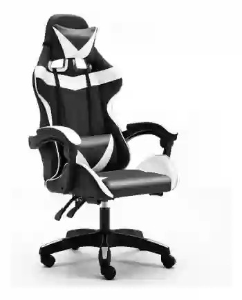 Silla Gamer cuero negro y blanco