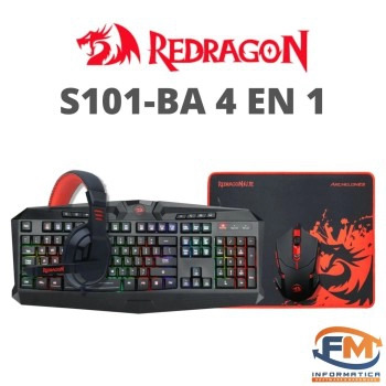 Kit 4 En 1 Redragon S101-ba-2 Teclado Mouse Auriculares Pad