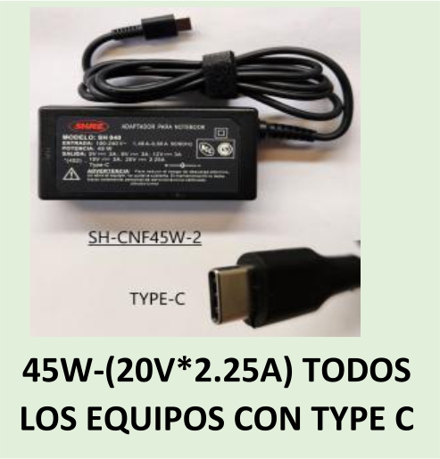 CARGADOR NOTEBOOK SH-CNF45W-5 ASUS -19V/2,37A - 4.0 X 1.35