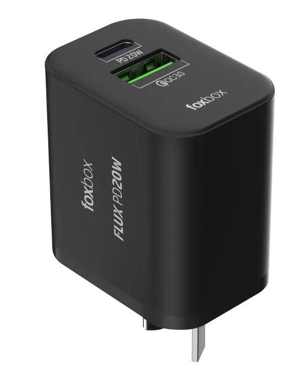 CARGADOR FOXBOX 20W 2 PORTS USB-TYPE C