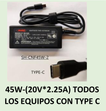 CARGADOR NOTEBOOK SH-CNF45W-5 ASUS -19V/2,37A - 4.0 X 1.35