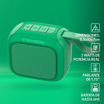 PARLANTE BLUETOOTH ZING VERDE -TIPO PASTILLA- 5W RMSTWS- STROMBERG